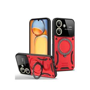 Mey İthalat®   Redmi 13C Kılıf Joy Lens Standlı Kapak - Kırmızı