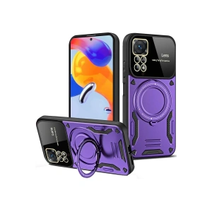 Mey İthalat®   Redmi Note 12 Pro 4G Kılıf Joy Lens Standlı Kapak - Mor