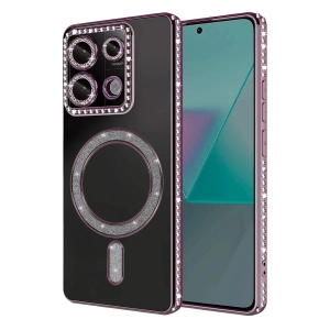 Mey İthalat®   Redmi Note 13 Pro 4G Joke Simli Magneticsafe Kılıf - Pembe