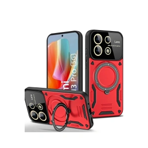 Mey İthalat®   Redmi Note 13 Pro 4G Kılıf Joy Lens Standlı Kapak - Kırmızı