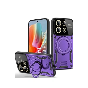 Mey İthalat®   Redmi Note 13 Pro 4G Kılıf Joy Lens Standlı Kapak - Mor