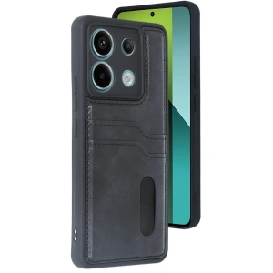 Mey İthalat®   Redmi Note 13 Pro 4G Kılıf Sara Kartvizitli Deri Kılıf - Siyah