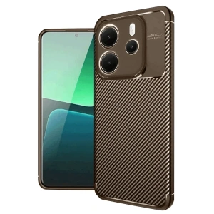 Mey İthalat®   Redmi Note 14 4G Kılıf Auto Focus Karbon Kapak - Kahverengi