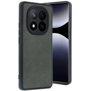 Mey İthalat®   Redmi Note 14 Pro 5G Kılıf Aras Deri Kapak - Koyu Yeşil