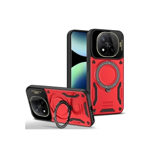 Mey İthalat®   Redmi Note 14 Pro 5G Kılıf Joy Lens Standlı Kapak - Kırmızı