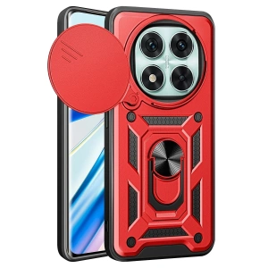 Mey İthalat®   Redmi Note 14 Pro 5G Kılıf Pars Lens Yüzüklü Silikon - Kırmızı