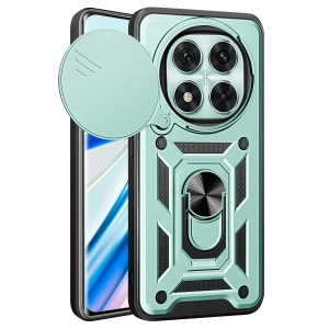 Mey İthalat®   Redmi Note 14 Pro 5G Kılıf Pars Lens Yüzüklü Silikon - Yeşil