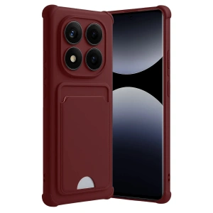 Mey İthalat®   Redmi Note 14 Pro Plus Kelvin Kartvizitli Silikon - Bordo