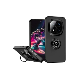 Mey İthalat®   Redmi Note 14 Pro Plus Kılıf Montreal Yüzüklü Silikon Kapak - Siyah