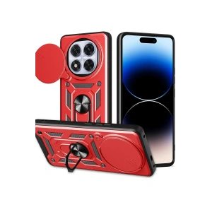 Mey İthalat®   Redmi Note 14 Pro Plus Kılıf Pars Lens Yüzüklü Silikon - Kırmızı