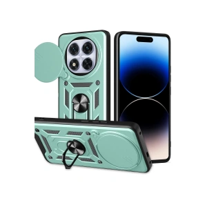 Mey İthalat®   Redmi Note 14 Pro Plus Kılıf Pars Lens Yüzüklü Silikon - Yeşil