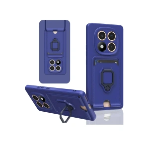 Mey İthalat®   Redmi Note 14 Pro Plus Kılıf Zuma Kartvizitli Yüzüklü Silikon - Lacivert