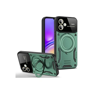 Mey İthalat®  Samsung Galaxy A05 Kılıf Joy Lens Standlı Kapak - Koyu Yeşil