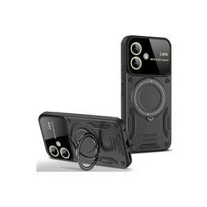 Mey İthalat®  Samsung Galaxy A06 Kılıf Joy Lens Standlı Kapak - Siyah
