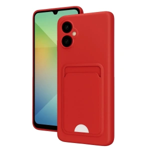 Mey İthalat®  Samsung Galaxy A06 Kılıf Kelvin Kartvizitli Silikon - Kırmızı