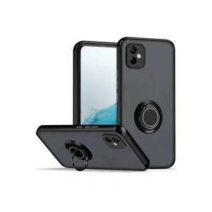 Mey İthalat®  Samsung Galaxy A06 Kılıf Montreal Yüzüklü Silikon Kapak - Siyah