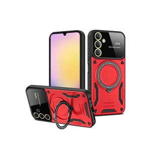 Mey İthalat®  Samsung Galaxy A15 4G Kılıf Joy Lens Standlı Kapak - Kırmızı
