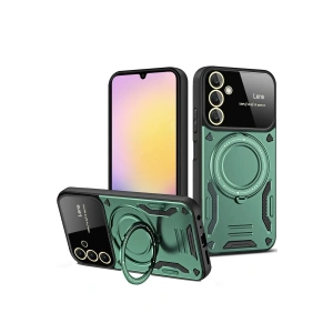 Mey İthalat®  Samsung Galaxy A26 Kılıf Joy Lens Standlı Kapak - Koyu Yeşil