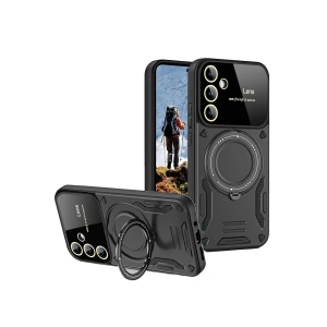 Mey İthalat®  Samsung Galaxy S24 FE Kılıf Joy Lens Standlı Kapak - Siyah