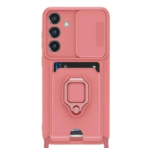 Mey İthalat®  Samsung Galaxy S25 Plus Kılıf Zuma Kartvizitli Yüzüklü Silikon - Pembe