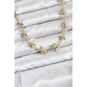 Mey İthalat® Yıldız Model Pirinç Gold Renk Kadın Kolye