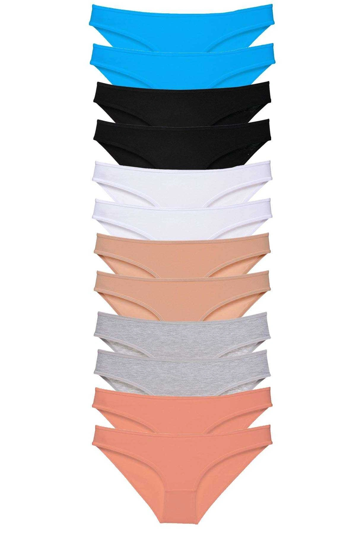 12 Adet Eko Set Likralı Kadın Slip Külot Çok Renkli 4