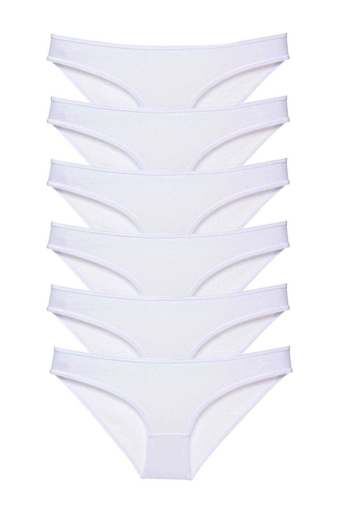 6 Adet Süper Eko Set Likralı Kadın Slip Külot Beyaz