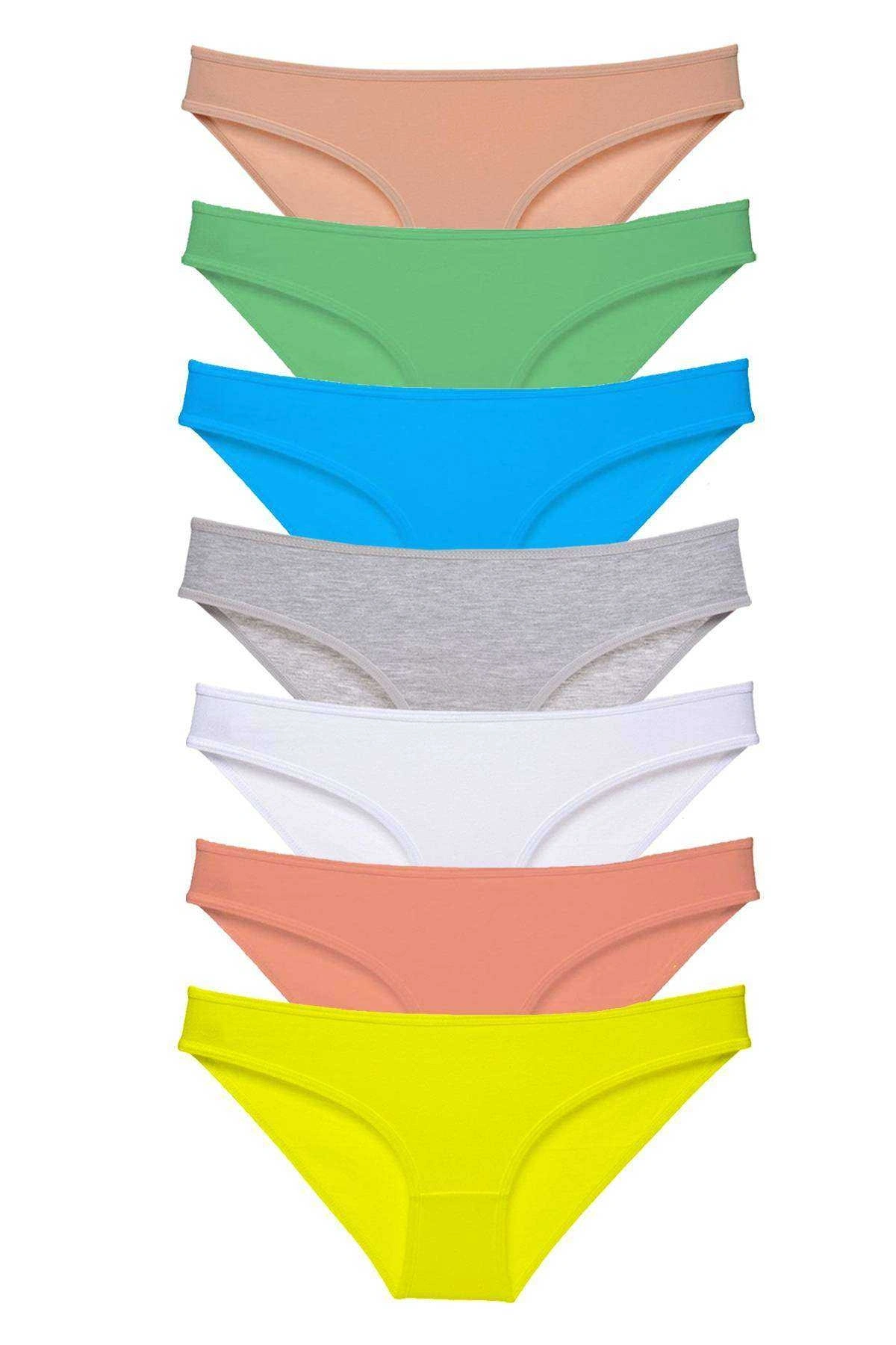 7 Adet Süper Eko Set Likralı Kadın Slip Külot Çok Renkli