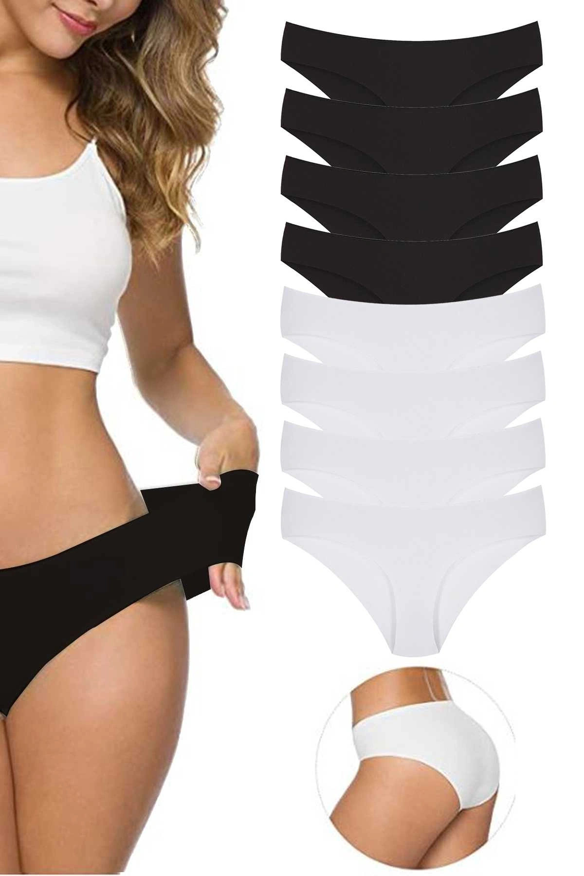 8 Adet Kadın Dikişsiz Lazer Kesim Esnek İz Yapmayan Külot S1