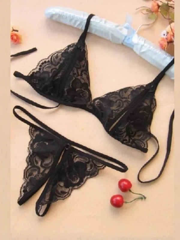 Büyük Beden Fantezi Siyah Dantelli Seksi Sütyen Külot Takım