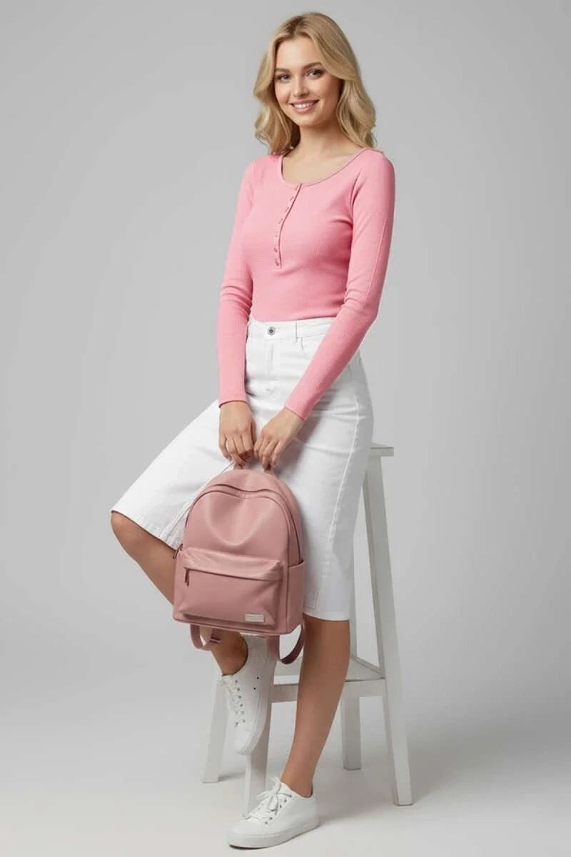 Çıtçıt Detaylı Bluz Pembe