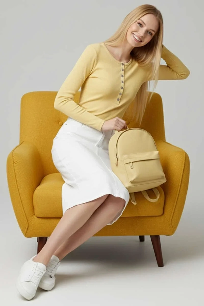 Çıtçıt Detaylı Bluz Sarı