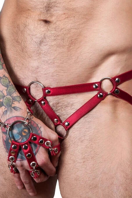 Erkek Külot Seksi Lastik Harness Ve Bileklik - Brfm67