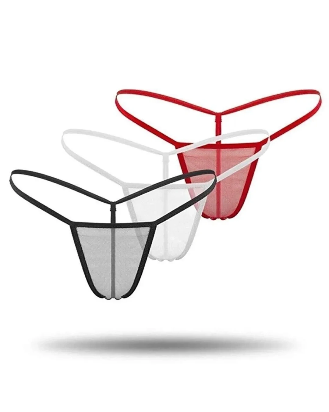 Kadın 3lü Transparan Tül String