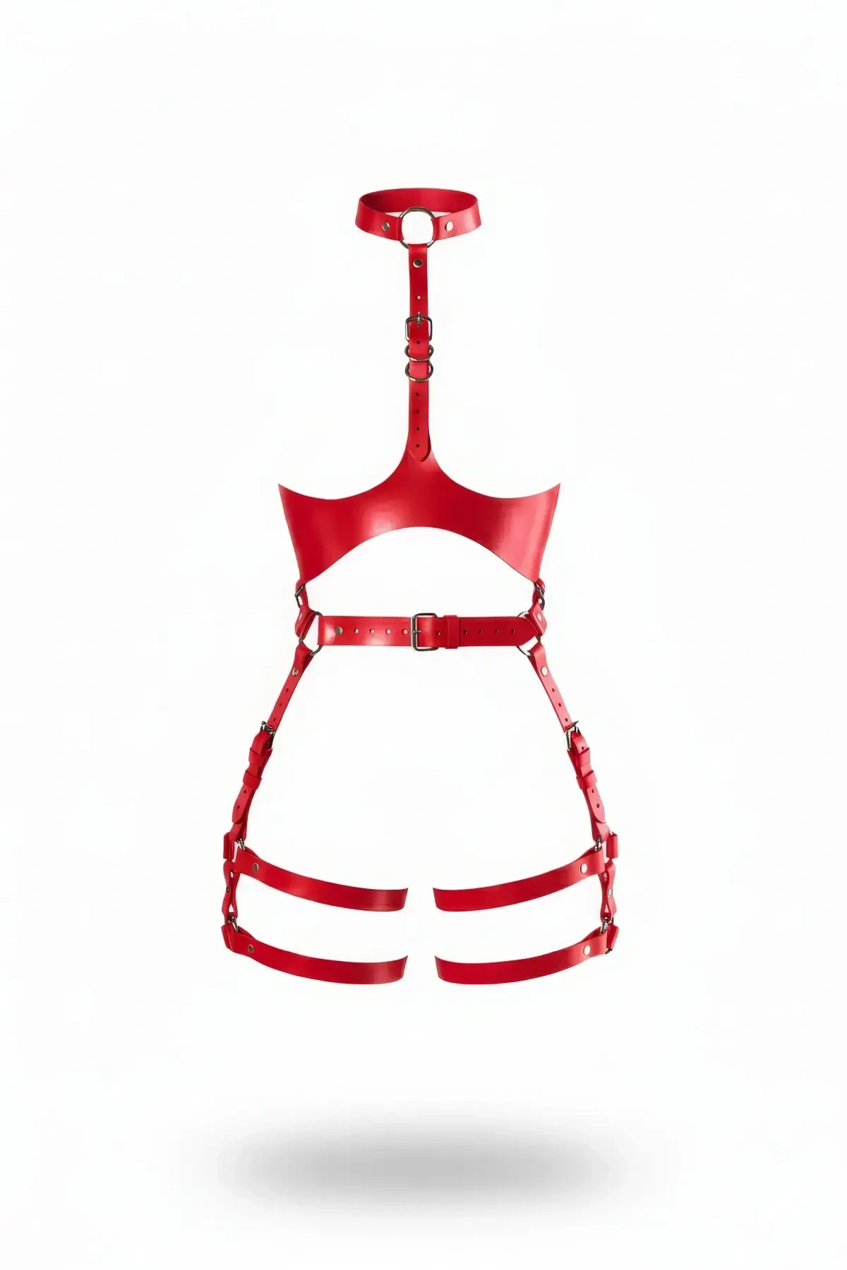 Kırmızı Harness Takım Deri Tokalı Boyun Detaylı - Brf1386