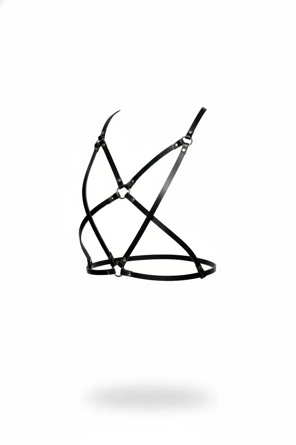 Siyah Göğüs Harness Deri Ayarlanabilir Metal Halkalı - Brf181