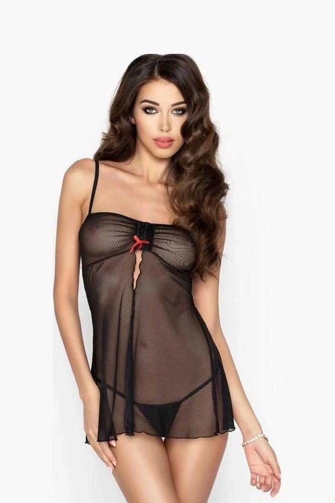 Siyah Transparan  Gecelik Brf1191