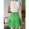 Altı pliseli mini etek yeşil s24705