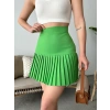 Altı pliseli mini etek yeşil s24705
