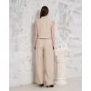Broşlu yelek pantolon takım bej s255821
