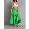 Fırfırlı brodeli astarlı uzun etek yeşil s255047
