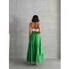 Fırfırlı brodeli astarlı uzun etek yeşil s255047