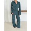 Gömlek yaka kaplama düğmeli takım petrol yeşili st265866