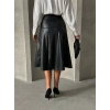 Komple parçalı deri etek siyah h26441