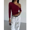 Omuz detaylı kollu bluz bordo f2336