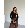 Omuz detaylı kollu bluz siyah f2336