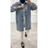 Taşlı tunik ceket kar yıkamalı mavi d2516