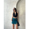 Zincirli şort etek petrol yeşili s24676