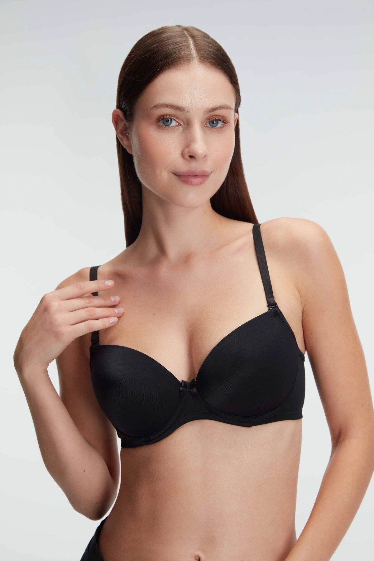 Balenli Desteksiz Dolgusuz Askıları Çıkabilen Günlük Klasik T-shirt Sütyeni