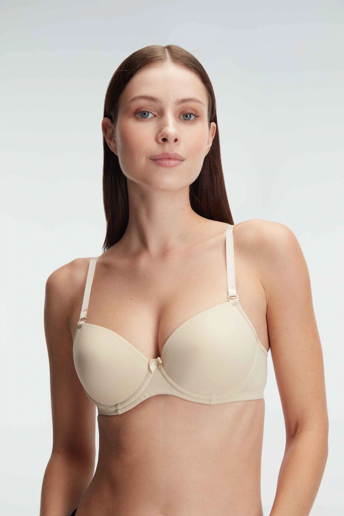 Balenli Desteksiz Dolgusuz Askıları Çıkabilen Günlük Klasik T-shirt Sütyeni